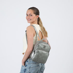 Mochila Angie Ecocuero Plateada Humana