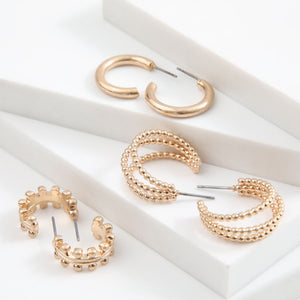 Set De 3 Argollas Dorado Tatienne