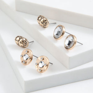 Set De 3 Aros Crystal Dorado Tatienne