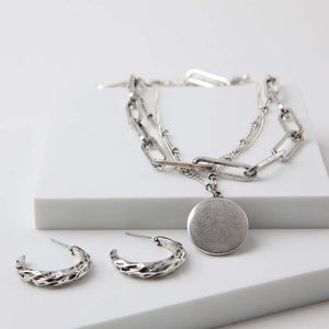 Collar Set Jeol Plateado Humana
