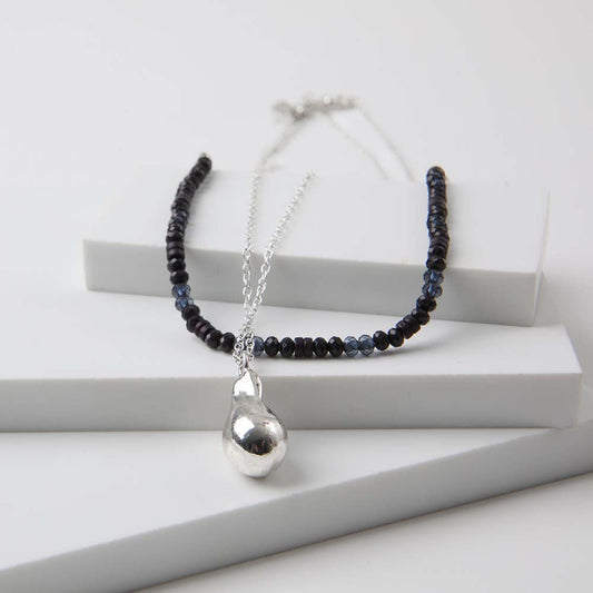 Collar Largo Braids Plateado Humana