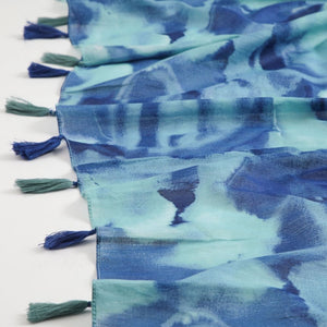 Pañuelo Estampado Ángel Turquesa Borlas Humana