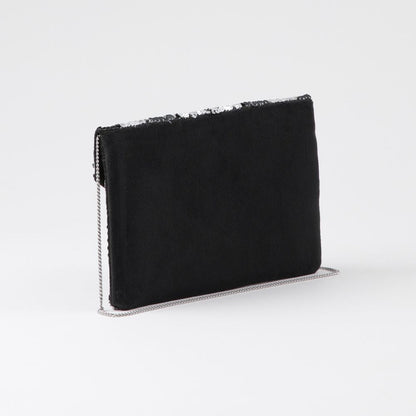 Cartera De Fiesta Mostacilla Floral Negro Humana