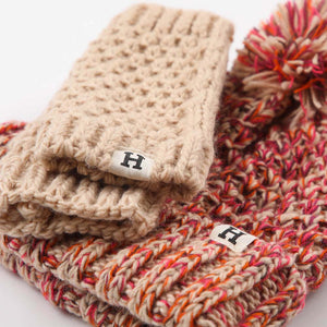 Pack De Gorro Tejido Y Mitones Tejidos Melange Café Humana