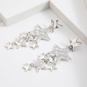 Aros Largo Stars Plateado Humana