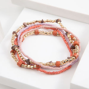Set De 5 Pulseras Sunset Rosado Humana