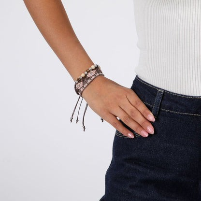 Set de 3 Pulseras Tejida Café Humana