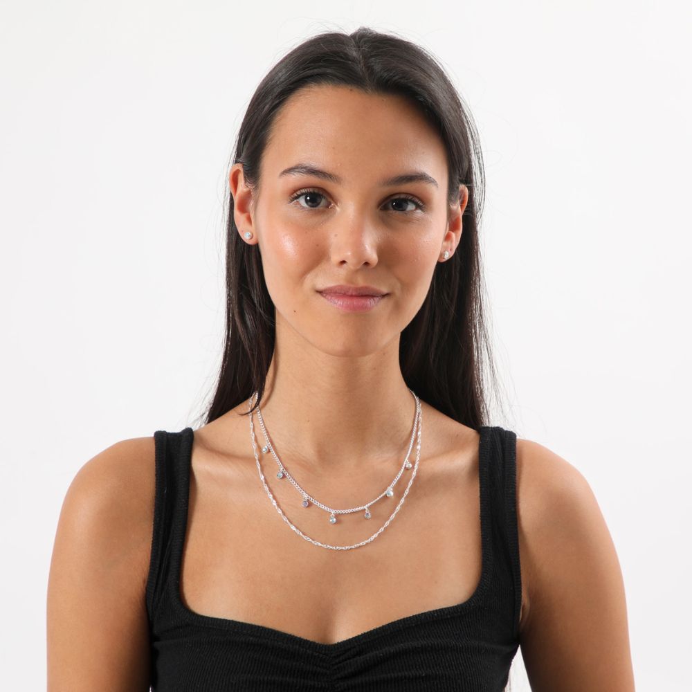 Set Collar Y Aros Eubea Plateado Tatienne