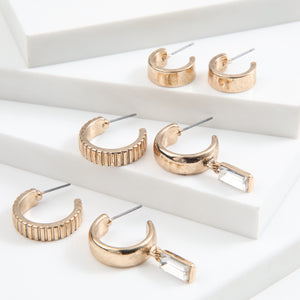 Set De Tres Aros Argolla Nora Dorado Tatienne