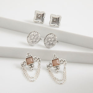 Set 3 Aros Roxi Plateado Tatienne