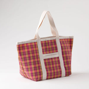 Cartera Tote Dena Tejido Cuadros Fucsia Humana