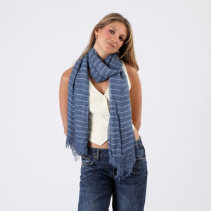 Pañuelo Liso Hani Flecos Azul Humana