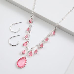 Set de argollas y collar Eleonor Plateado ID