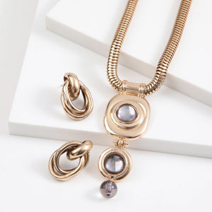 Set De Collar Y Aros Elegant Dorado Humana