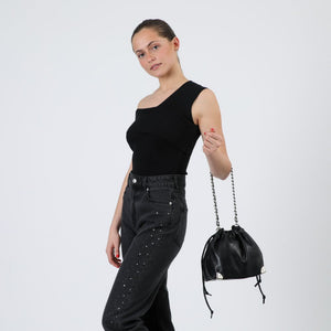 Cartera Bandolera Caty Ecocuero Negro Humana