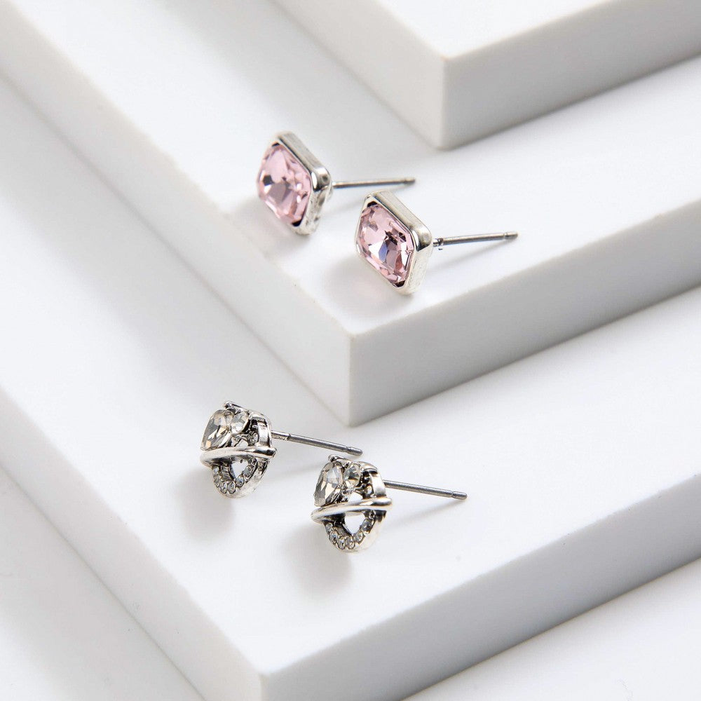 Set De Aros Rosa Plateado I-D