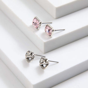 Set De Aros Rosa Plateado I-D