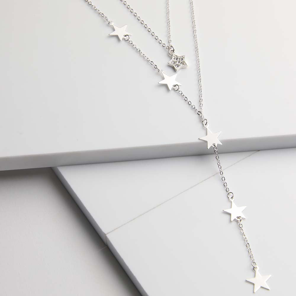 Collar Corto Plateado Essential Stars Humana
