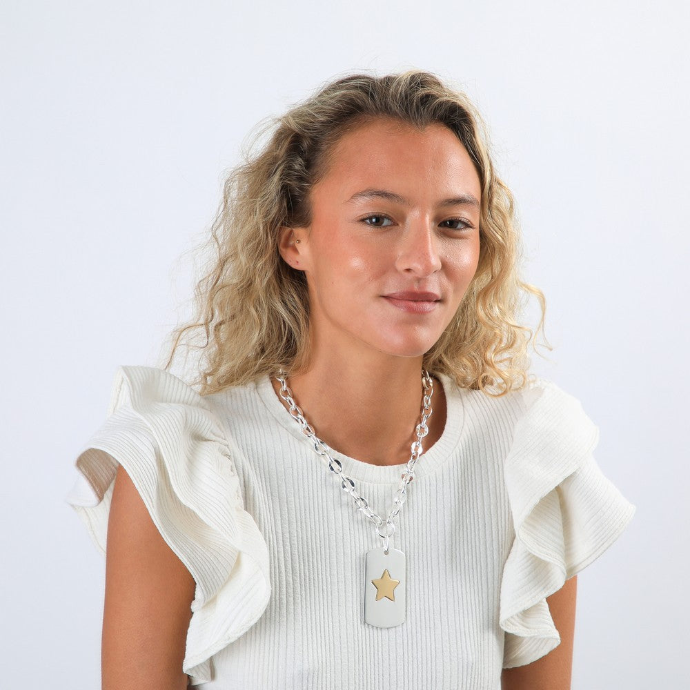 Collar Corto Plateado Courtney Humana