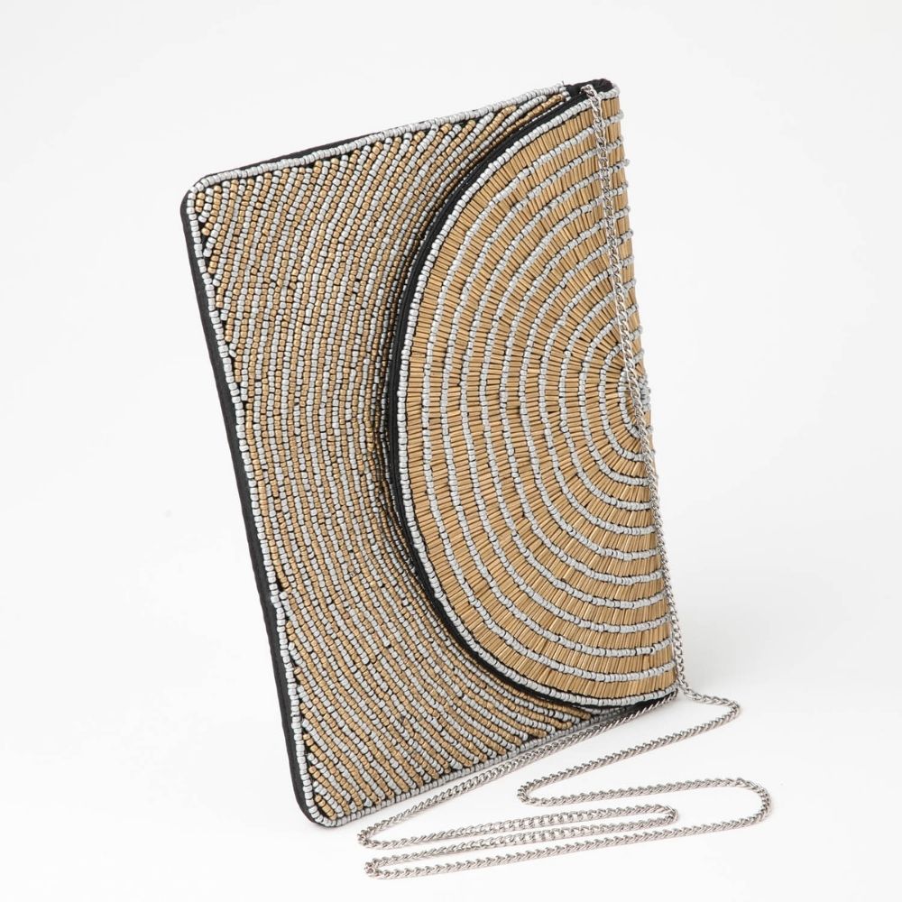 Cartera Clutch Coco Dorado Humana