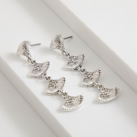 Aros Largo Multi Fan Plateado Tatienne