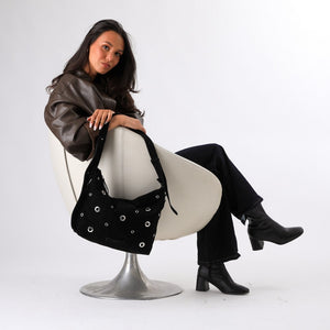 Cartera Cruzada Angie Black Suede Humana