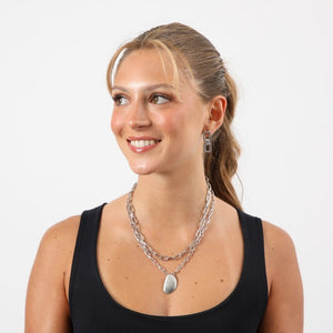 Set Collar Y Aros Trini Plateado Humana