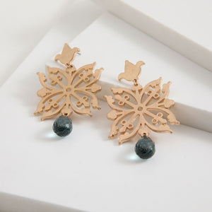 Aros Largo Mandala Green Dorado Humana