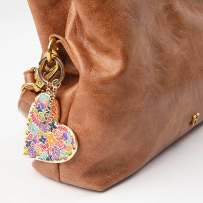 Llavero Heart Flores Dorado Humana