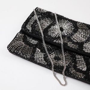 Cartera De Fiesta Mostacilla Radial Plateado Humana