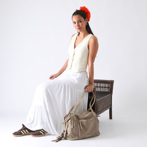 Cartera De Hombro Vittoria Canva Beige Humana