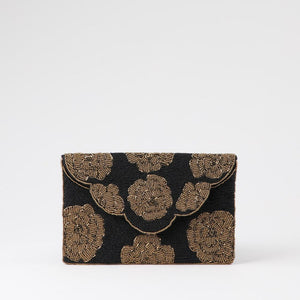 Cartera De Fiesta Mostacilla Flores Humana