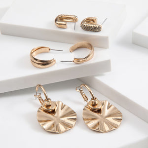 Set De 3 Argollas Tique Dorado Humana