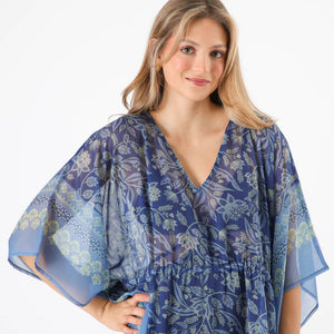 Kimono Sena Estampado floral azul Tatienne