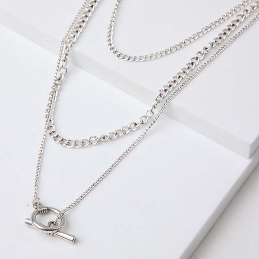 Collar Largo Saona Plateado Humana