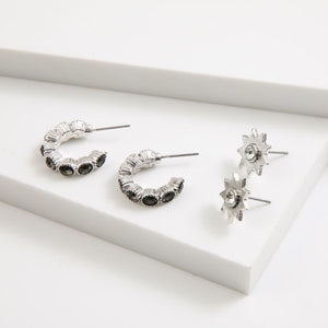 Set De Dos Aros Pegados Zeli Plateado Id