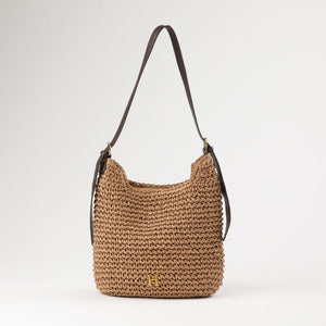 Cartera de Hombro Mimi Tipo rafia tejida café Playa Humana