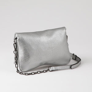 Cartera Bandolera Delia Ecocuero Plateado Humana