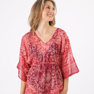 Kimono Rin Estampado animal burdeo Tatienne