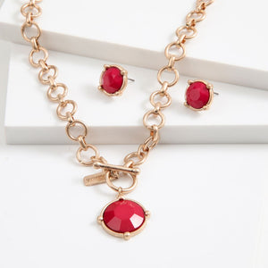 Set Collar y Aros Ruby Dorado Humana