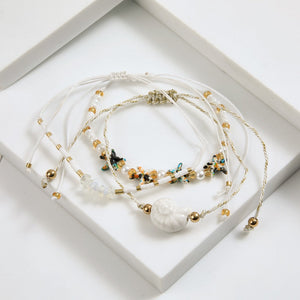 Set De Pulseras Nata Blanco I-D