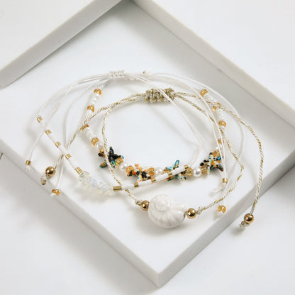 Set De Pulseras Nata Blanco I-D