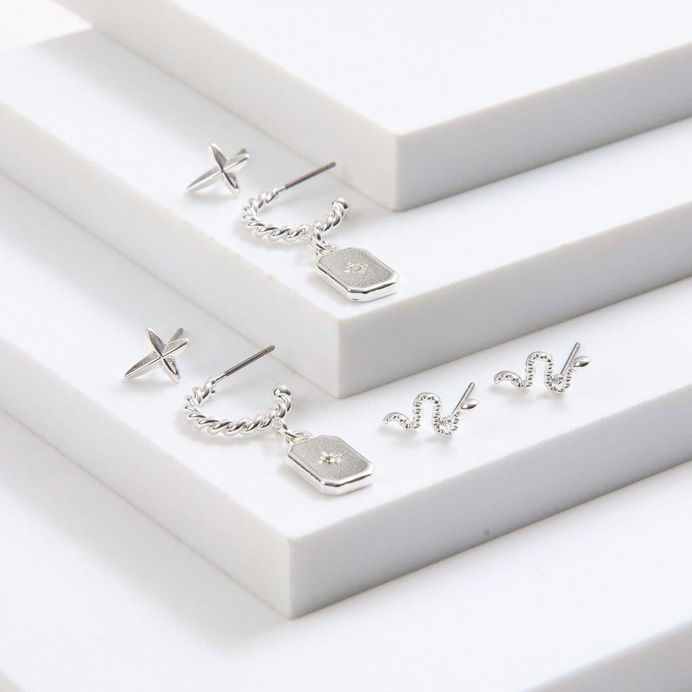 Set De Aros Tati Plateado I-D