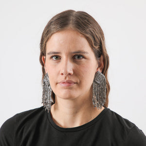 Aros Largo Flecos Plateado Humana