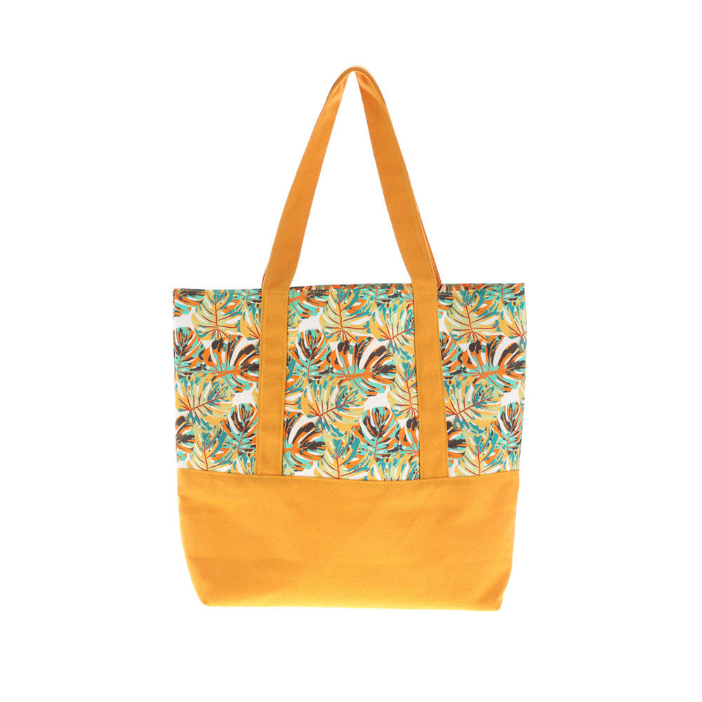 Bolso de Playa Mostaza Hojas i-D