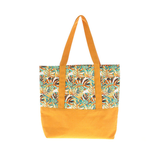 Bolso de Playa Mostaza Hojas i-D