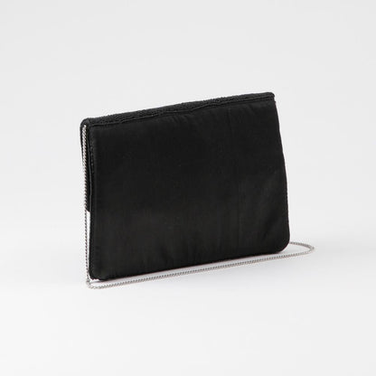 Cartera De Fiesta Mostacilla Abanico Negro Humana