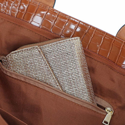 Cartera Hombro Croco Café i-D