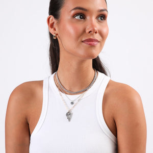 Collar Corto Triple Lightning Plateado Humana