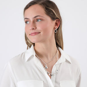 Set Collar y Aros Doble Coins Plateado Tatienne